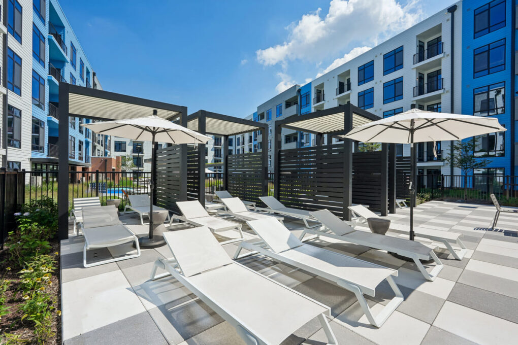OneWest pool deck and cabanas